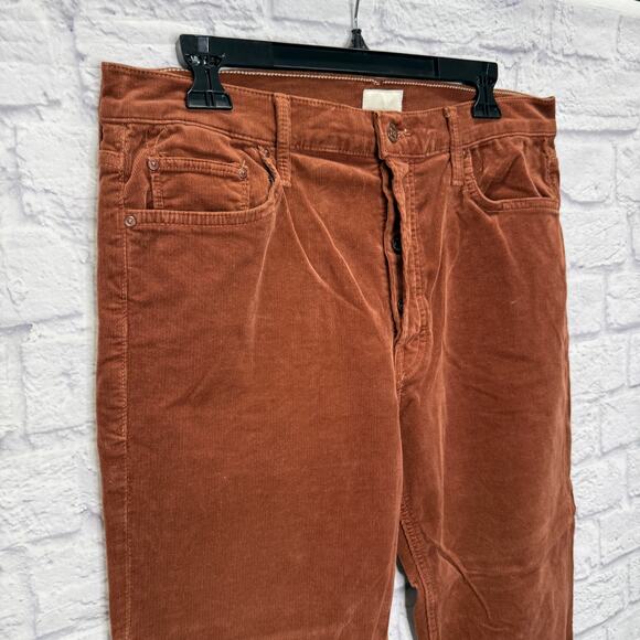 MOTHER The Tomcat Ankle Straight Leg Corduroy Pants Size 32 Hopscotch Brown - Picture 2 of 9